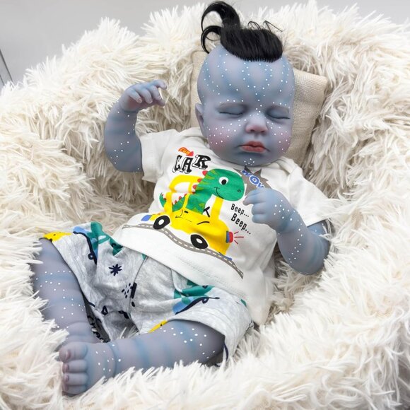 ✨BNNPU Reborn Baby Blue 19 Inch Handmade Baby Dolls Soft Fabric Body Baby Doll